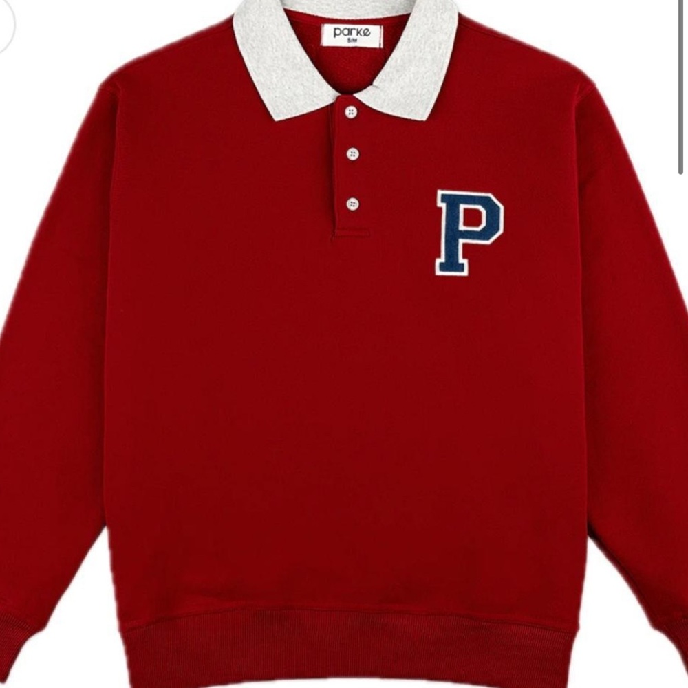 Parke Red Polo Collar rugby Sweatshirt brand new - Picture 2 of 5